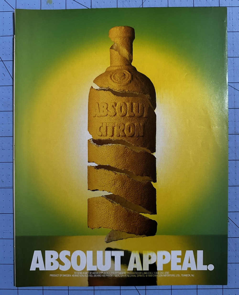 1995 Absolut Appeal Vodka Magazine Print Ad Orange Peel Bottle Art Steve Bronste